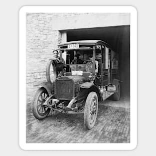 Dairy Truck, 1921. Vintage Photo Sticker